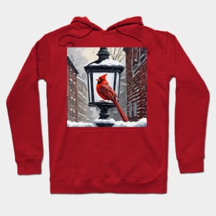 Cardinal Bird Sat On A Snow Covered Street Lantern Hoodie